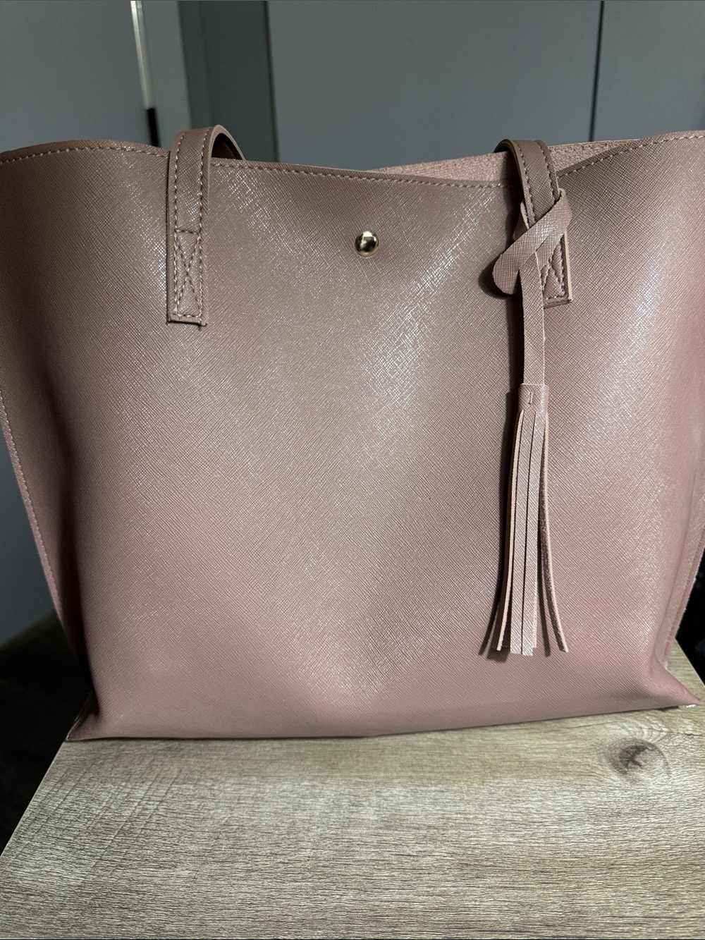 Classic Tassel Tote Bag in Dusty Rose
